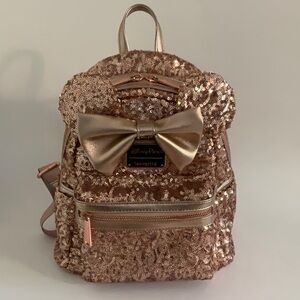 Loungefly Gold Sequin Backpack with Bow